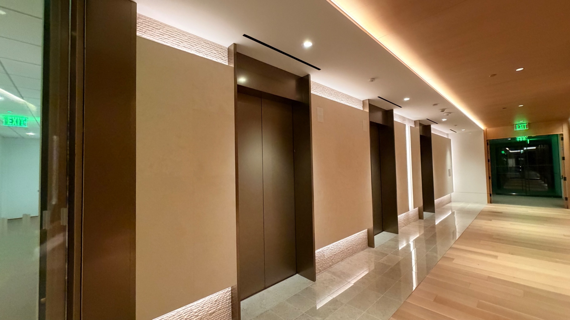 Elevator Lobby — Stone & Bronze